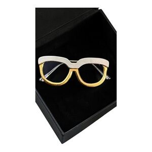 Gold and Silver Eyeglass Brooch - Women Accessories